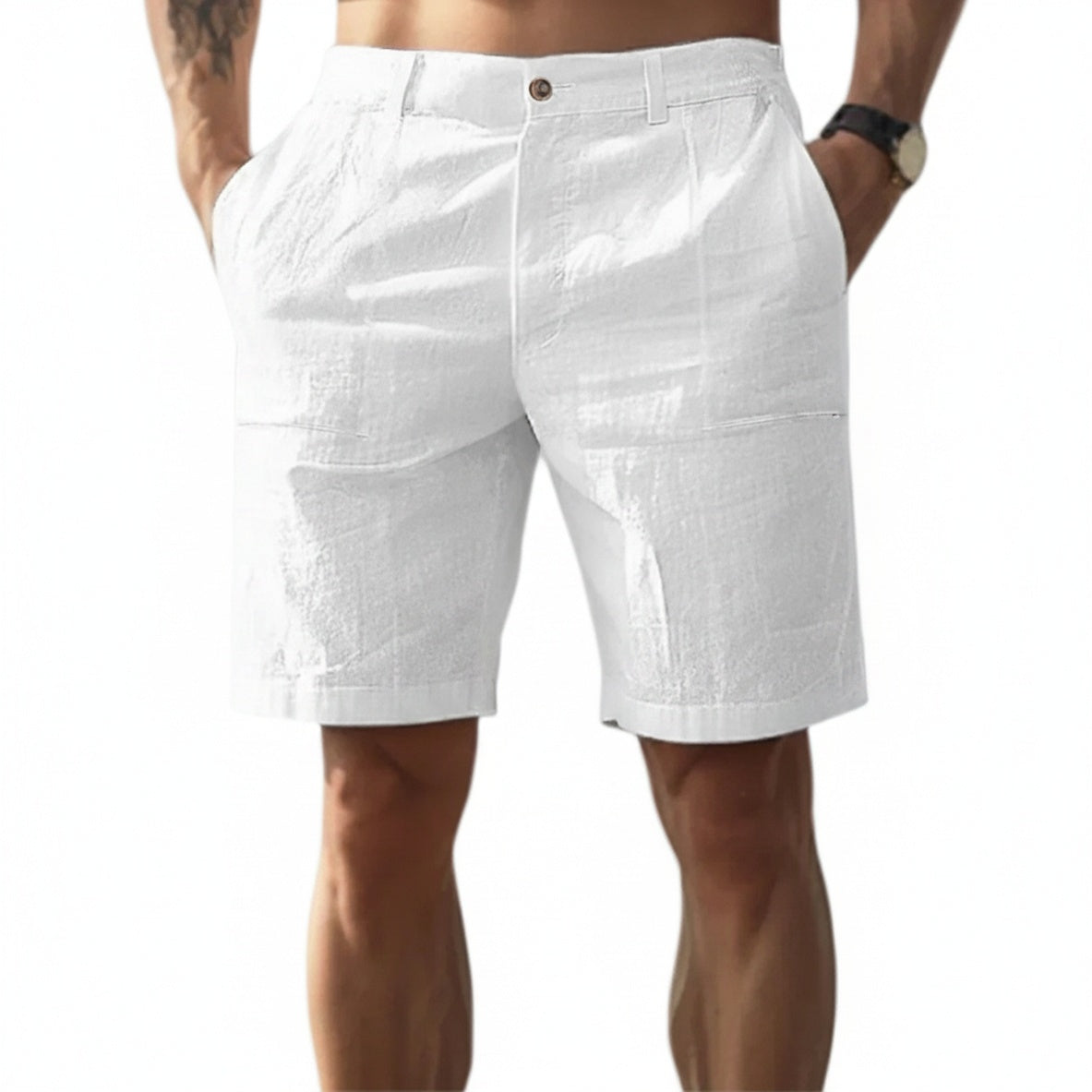 Homme Short Casual avec Poches et Fermeture Bouton