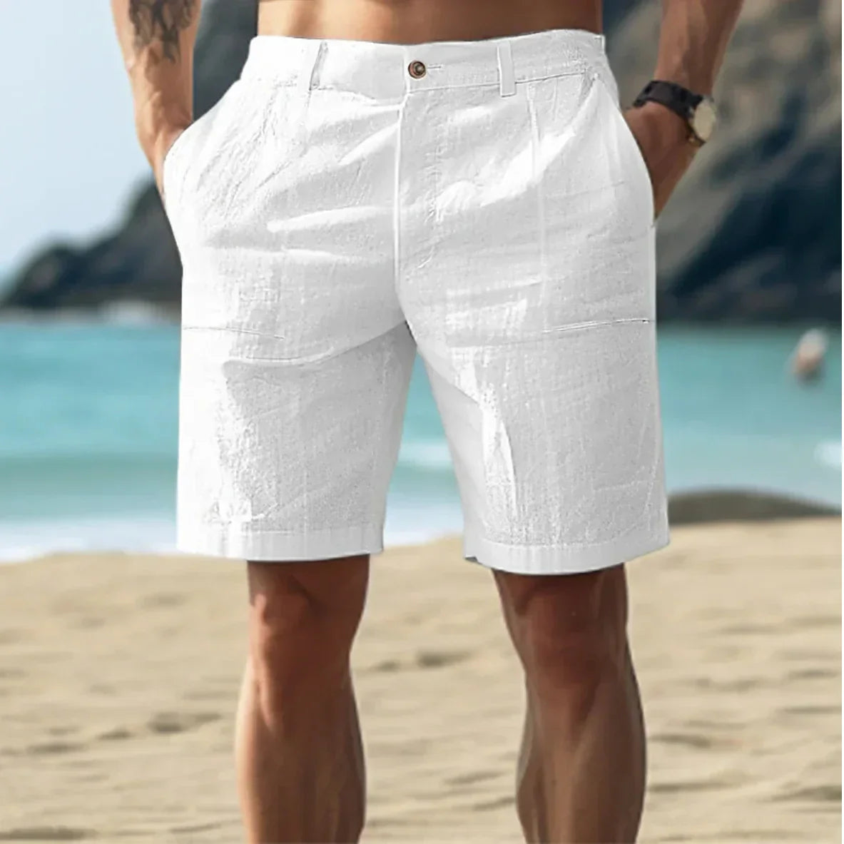 Homme Short Casual avec Poches et Fermeture Bouton