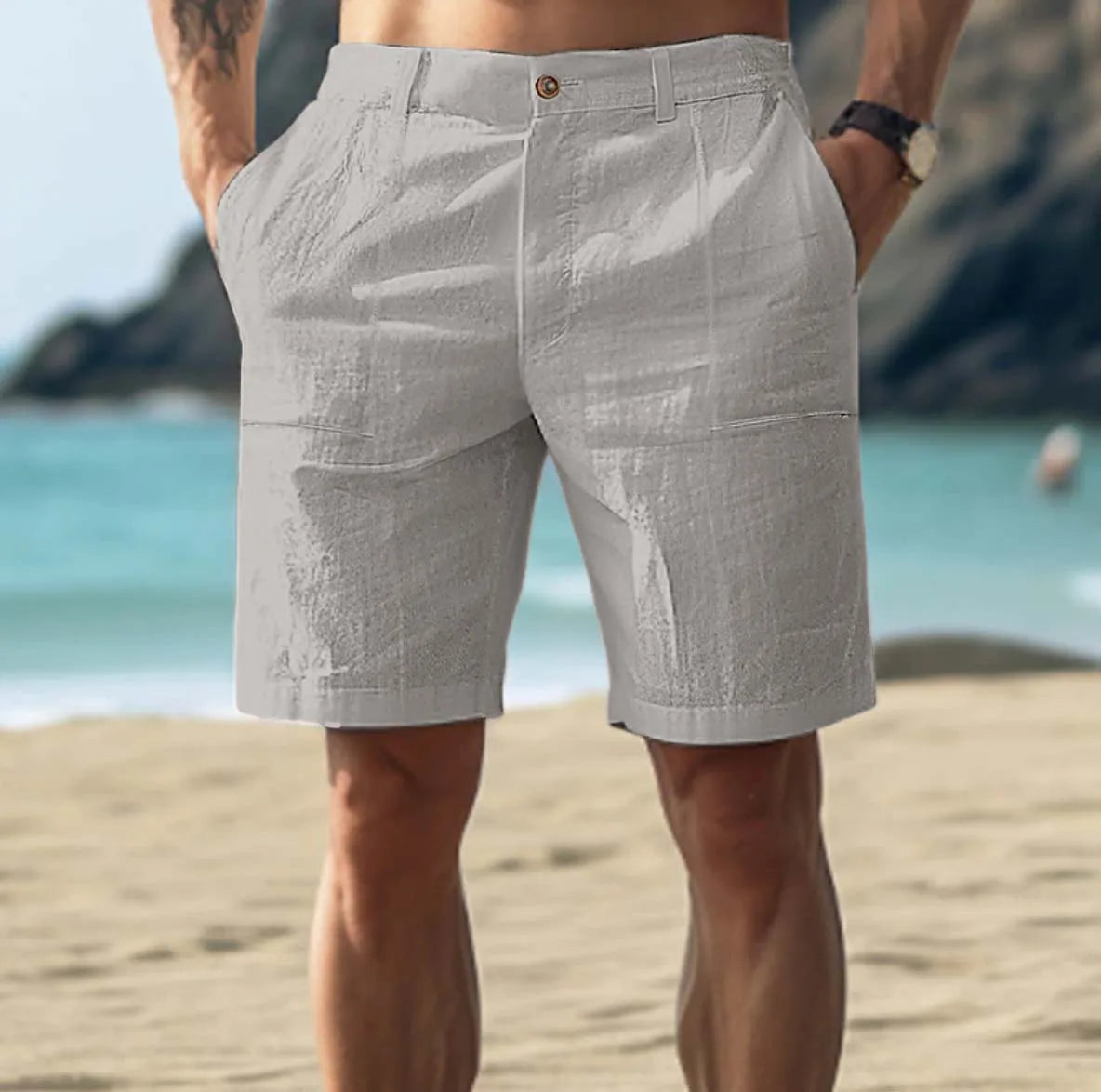 Homme Short Casual avec Poches et Fermeture Bouton