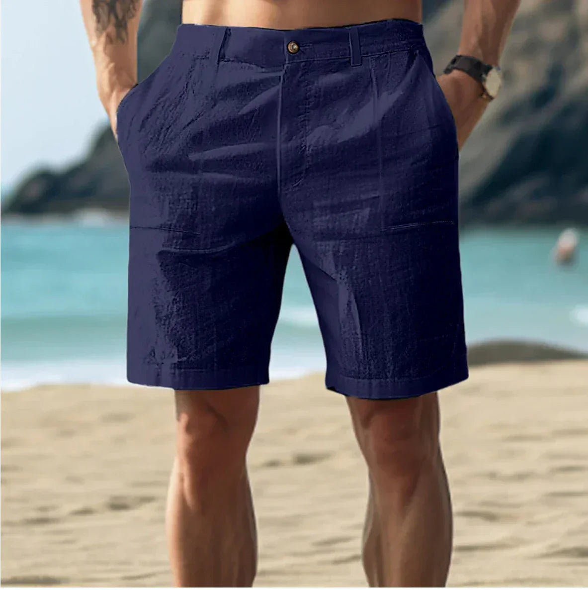 Homme Short Casual avec Poches et Fermeture Bouton