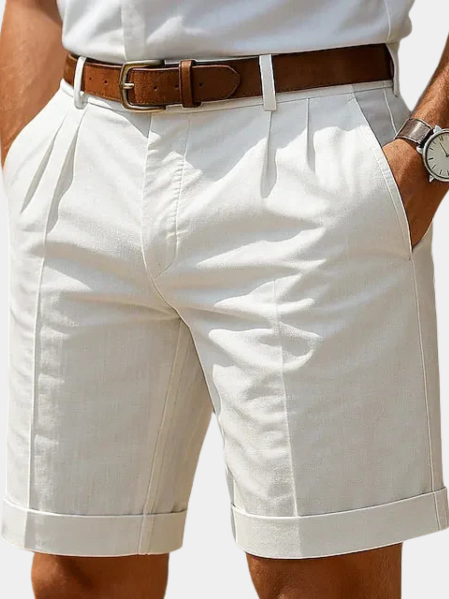 Homme Short Chino à Plis avec Revers