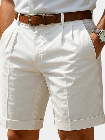 Homme Short Chino à Plis avec Revers