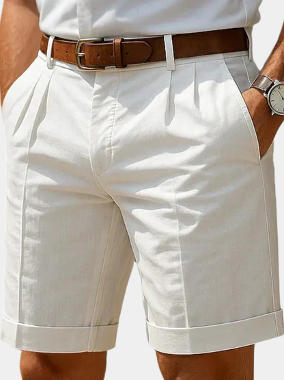 Homme Short Chino à Plis avec Revers