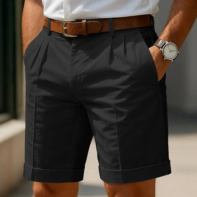 Homme Short Chino à Plis avec Revers