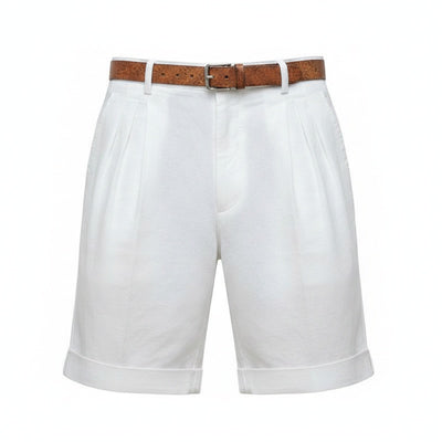 Homme Short Chino à Plis avec Revers et Coupe Relaxed