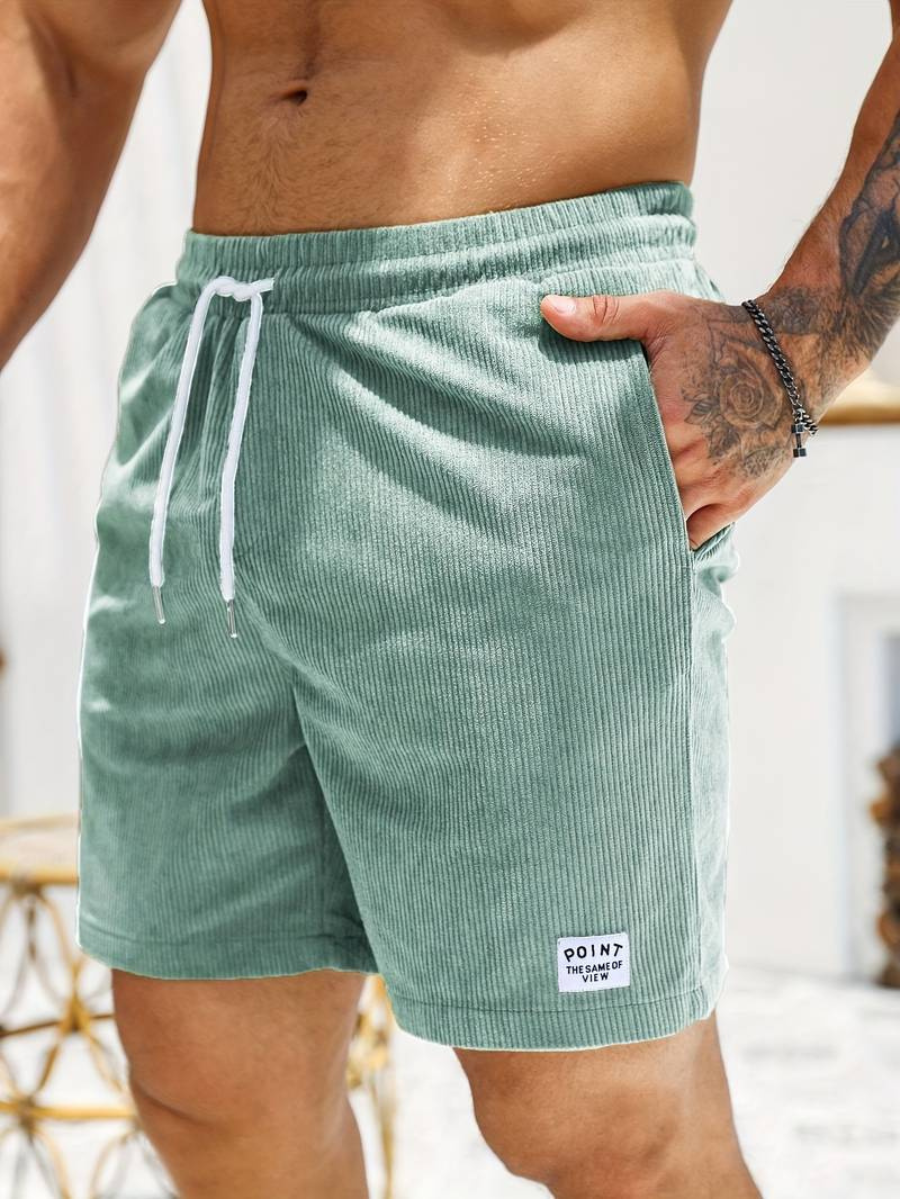 Homme Short de Bain à Côtes avec Poches Latérales et Cordon de Serrage