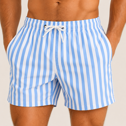 Homme Short de Bain à Rayures Verticales avec Cordon de Serrage