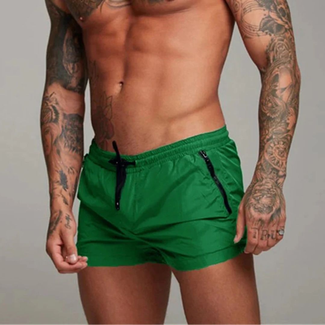 Homme Short de Bain avec Poches Zippées et Cordon de Serrage