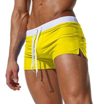 Homme Short de Bain Slim avec Cordon de Serrage et Fentes Latérales ##POS:11##