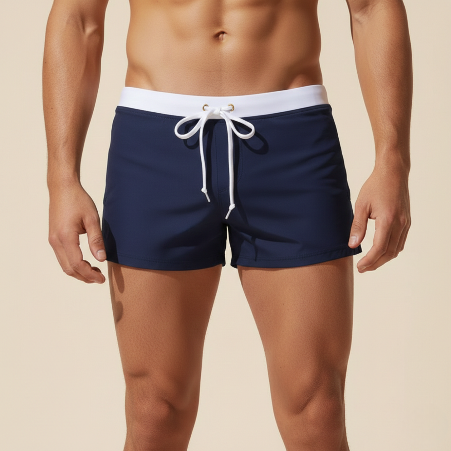 Homme Short de Bain Slim avec Cordon de Serrage et Fentes Latérales