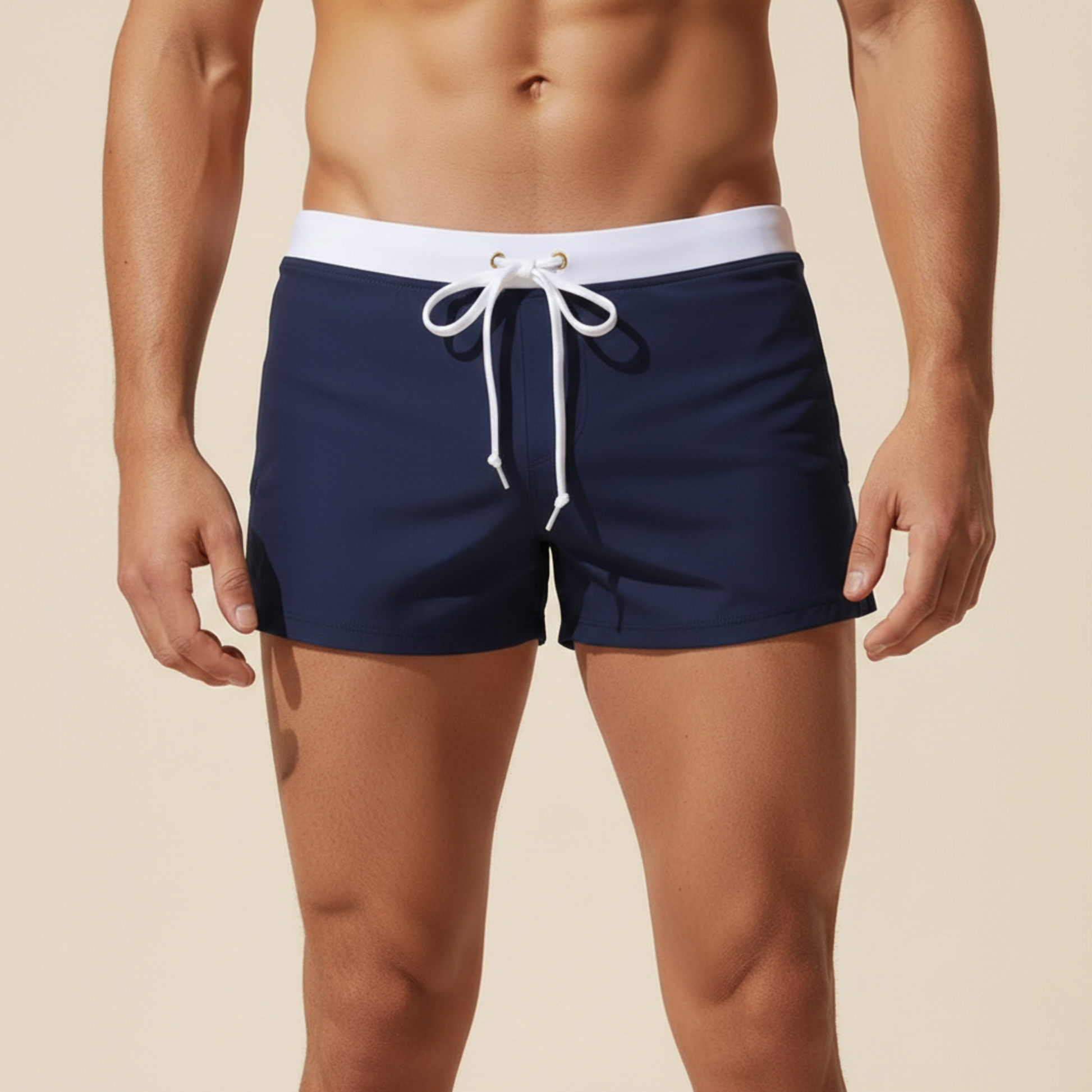 Homme Short de Bain Slim avec Cordon de Serrage et Fentes Latérales