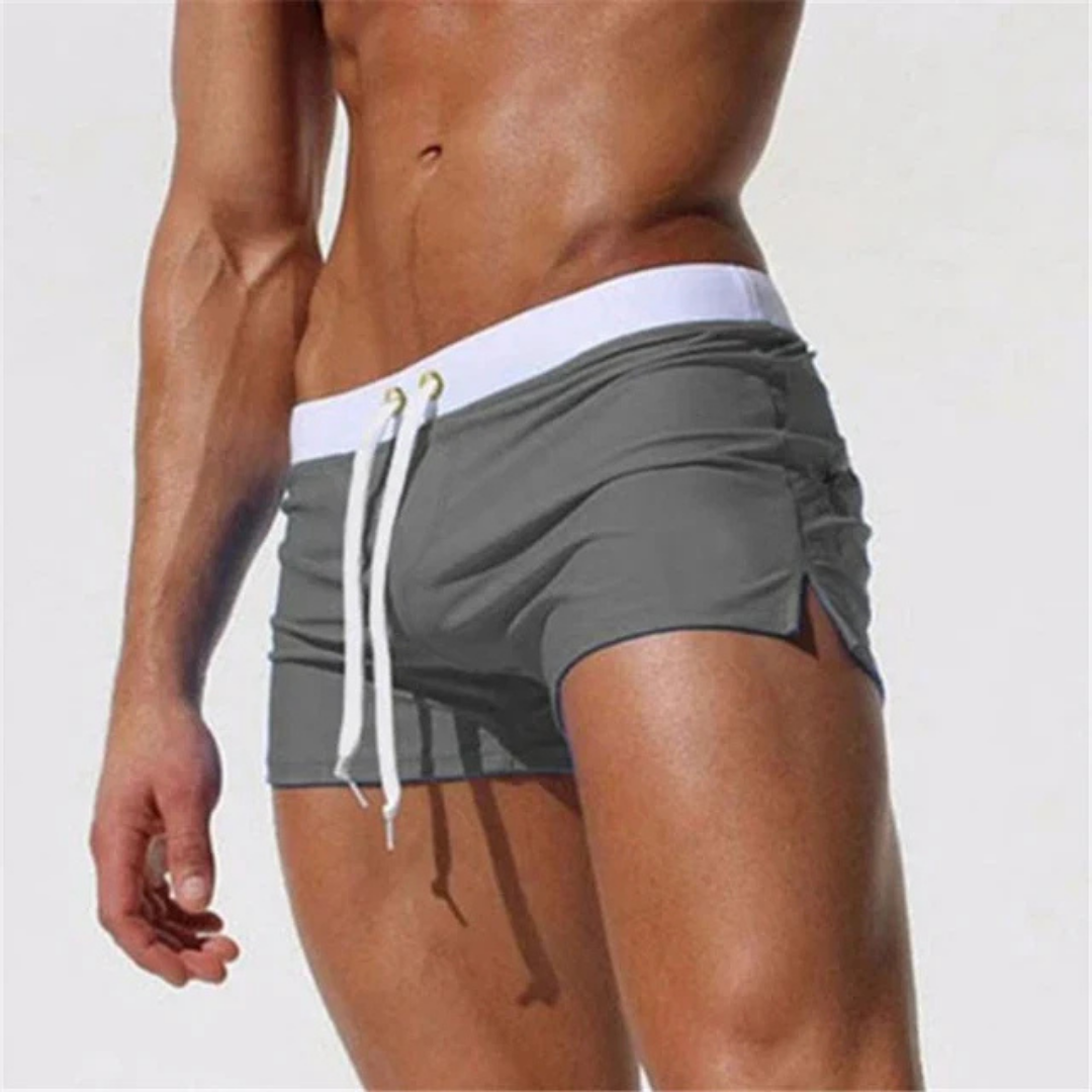 Homme Short de Bain Slim avec Cordon de Serrage et Fentes Latérales
