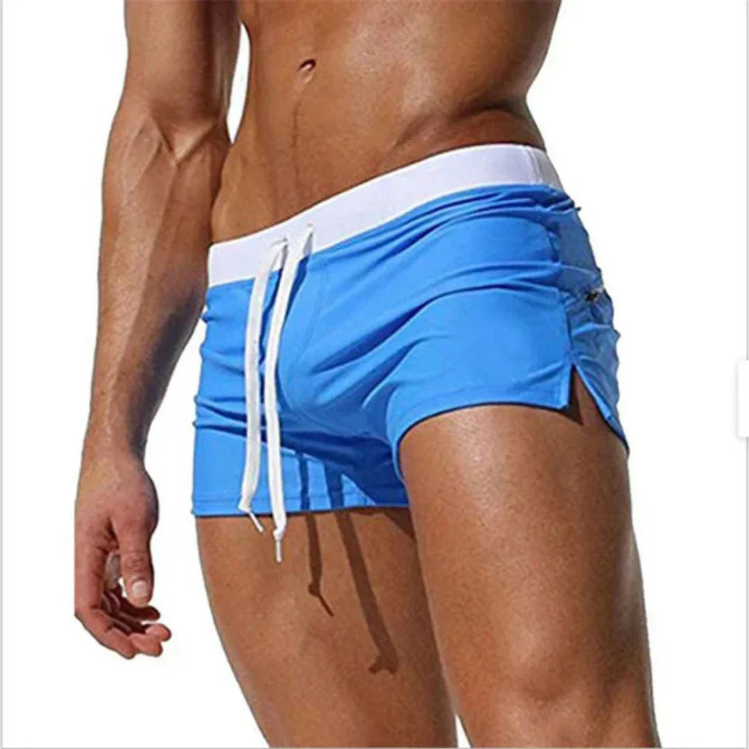 Homme Short de Bain Slim avec Cordon de Serrage et Fentes Latérales