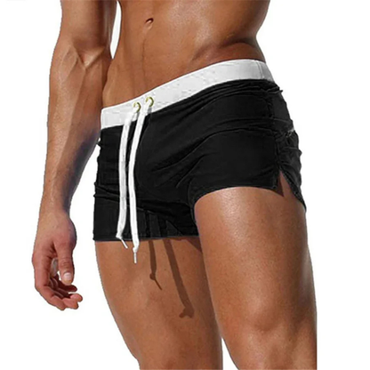 Homme Short de Bain Slim avec Cordon de Serrage et Fentes Latérales ##POS:8##