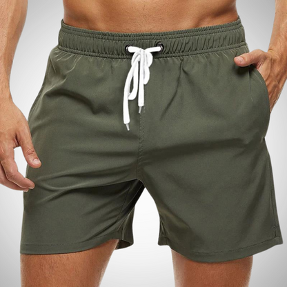 Homme Short de Bain Uni avec Cordon de Serrage et Poches Latérales