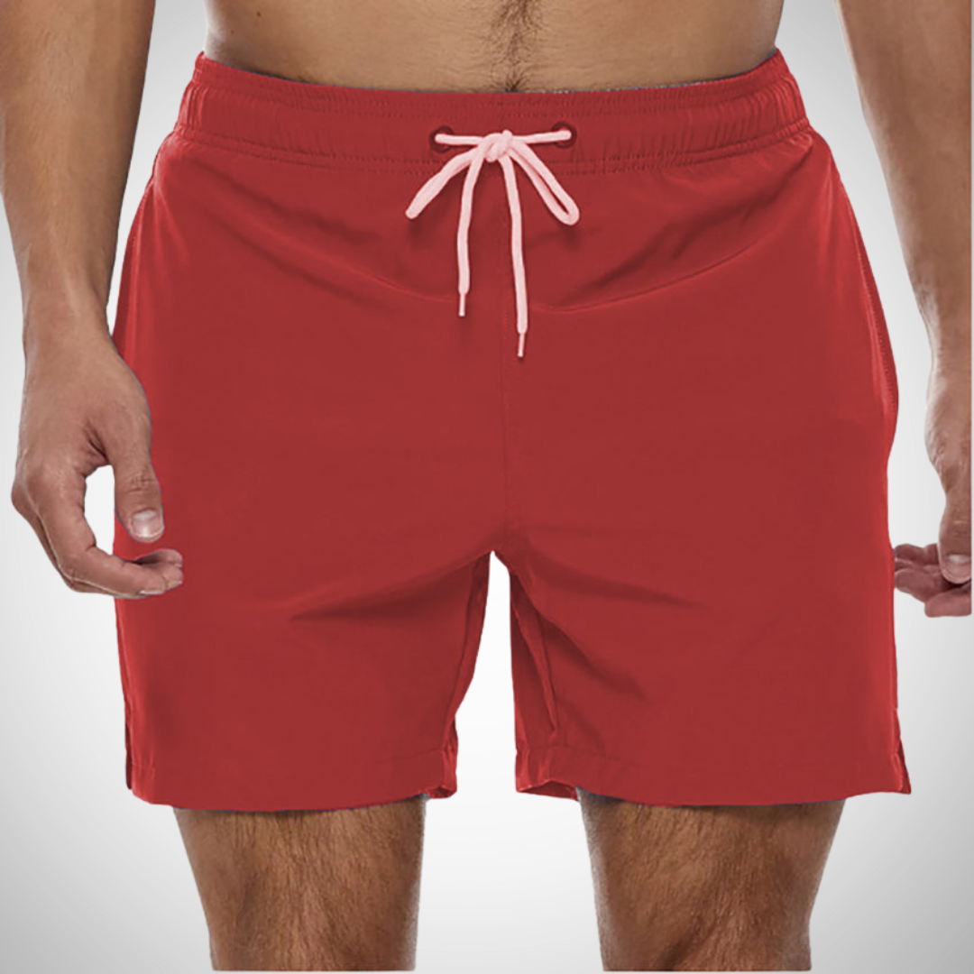 Homme Short de Bain Uni avec Cordon de Serrage et Poches Latérales