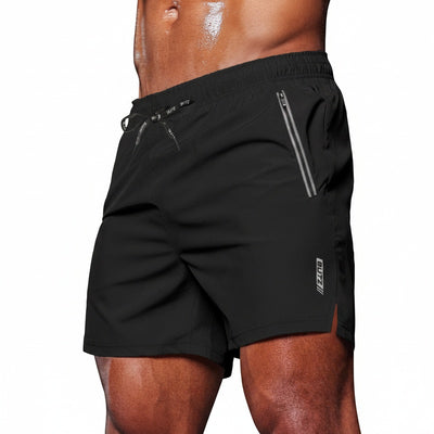 Homme Short de Sport avec Poches Zippées et Cordon de Serrage