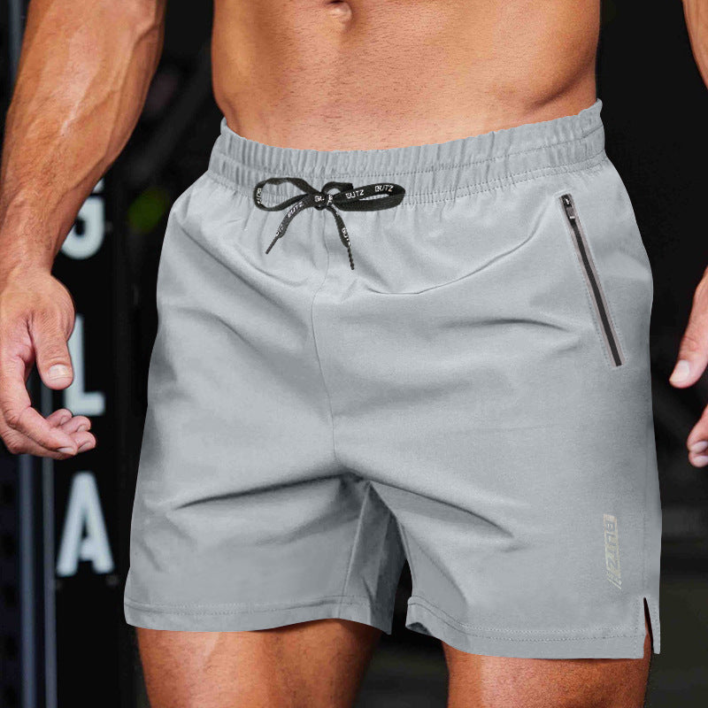 Homme Short de Sport avec Poches Zippées et Cordon de Serrage