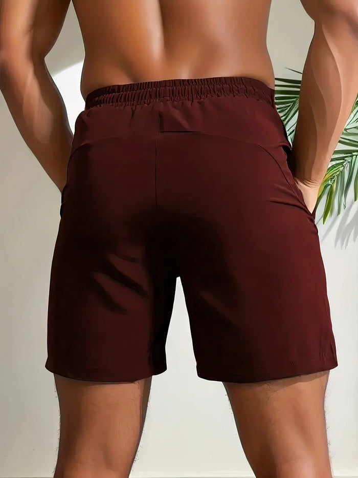 Homme Short de Sport avec Poches Zippées et Cordon de Serrage