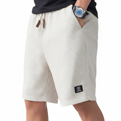 Homme Short Décontracté avec Cordon de Serrage et Texture Gaufrée