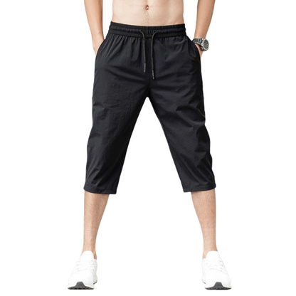 Homme Short Trois-Quarts de Sport avec Cordon et Poches Latérales