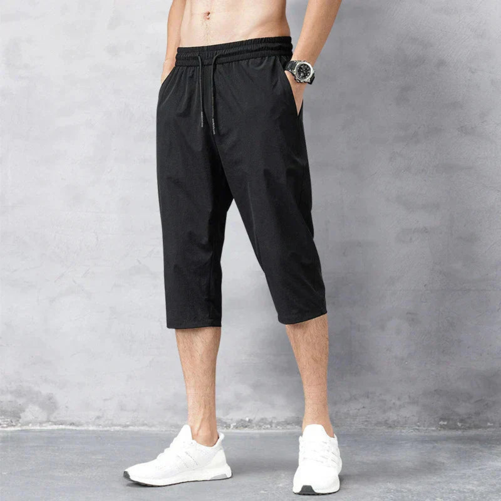 Homme Short Trois-Quarts de Sport avec Cordon et Poches Latérales