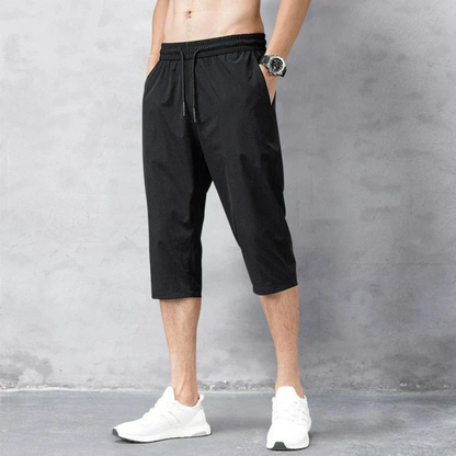 Homme Short Trois-Quarts de Sport avec Cordon et Poches Latérales