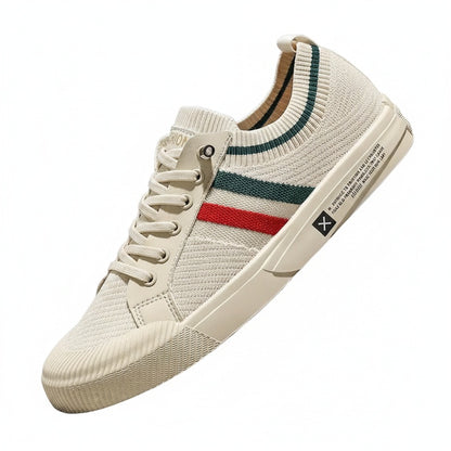 Homme Sneakers Basses à Lacets avec Bandes Contrastantes