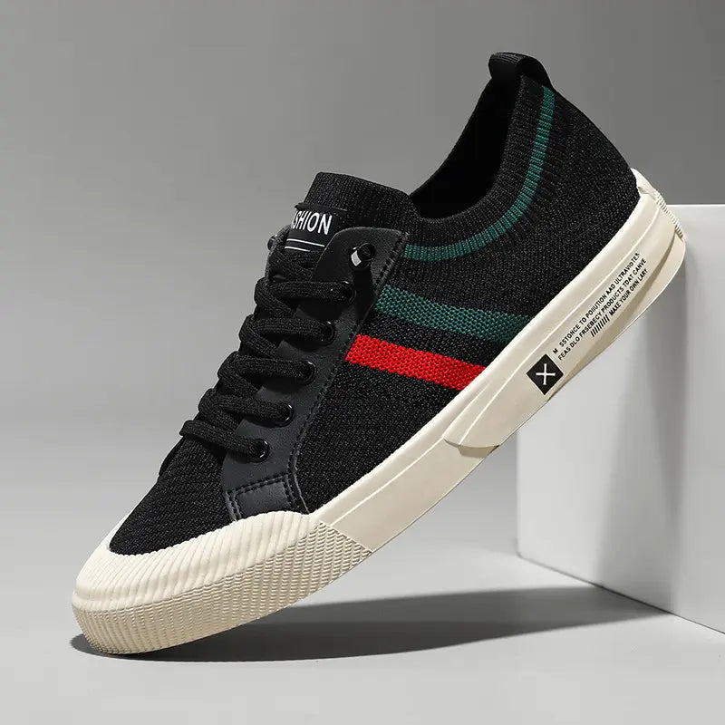 Homme Sneakers Basses à Lacets avec Bandes Contrastantes