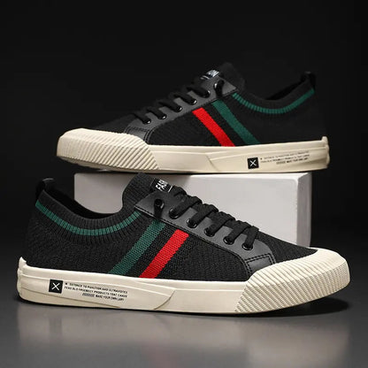 Homme Sneakers Basses à Lacets avec Bandes Contrastantes