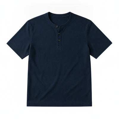 Homme T-shirt Henley Manches Courtes avec Boutons