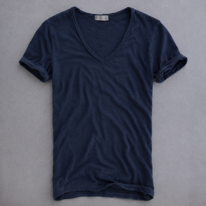 Homme T-Shirt Manches Courtes avec Col en V Profond Slim Fit
