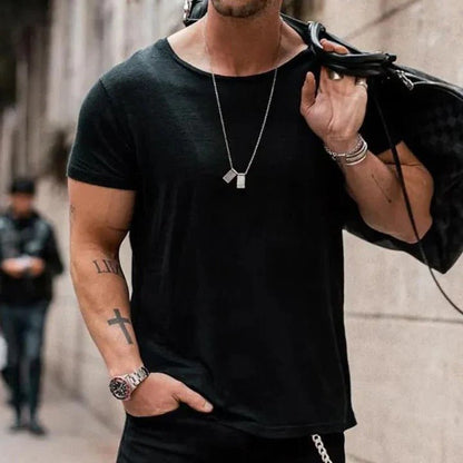 Homme T-Shirt Manches Courtes avec Col Rond et Coupe Décontractée
