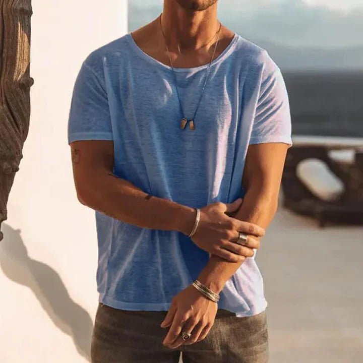 Homme T-Shirt Manches Courtes avec Col Rond et Coupe Décontractée
