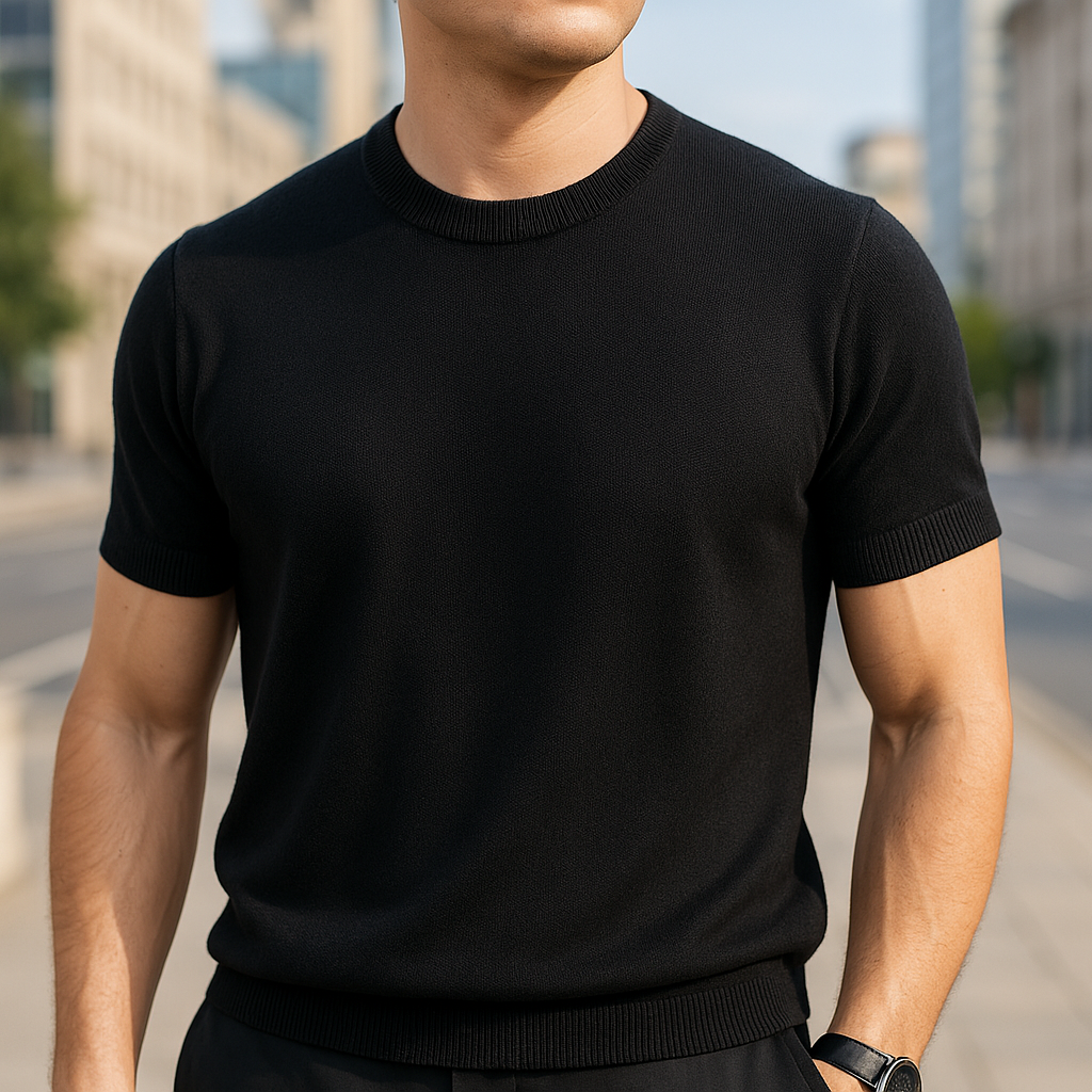 Homme T-Shirt Manches Courtes avec Col Rond Slim Fit