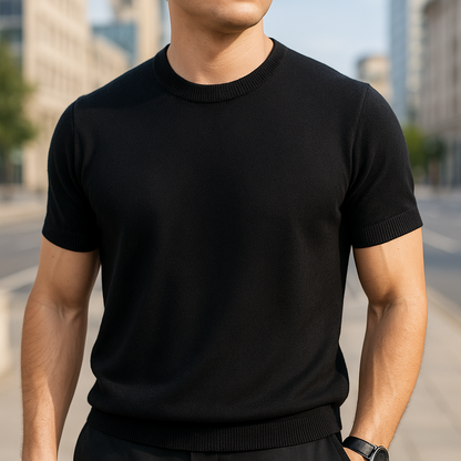 Homme T-Shirt Manches Courtes avec Col Rond Slim Fit