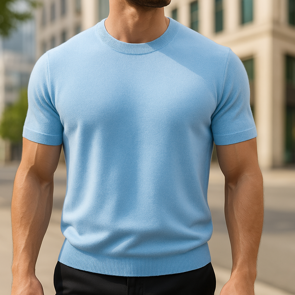 Homme T-Shirt Manches Courtes avec Col Rond Slim Fit
