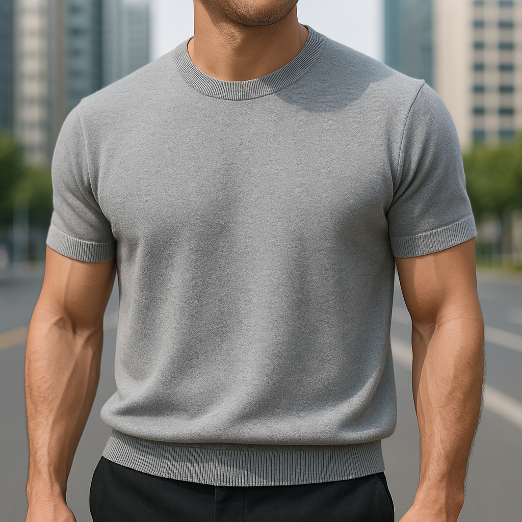 Homme T-Shirt Manches Courtes avec Col Rond Slim Fit