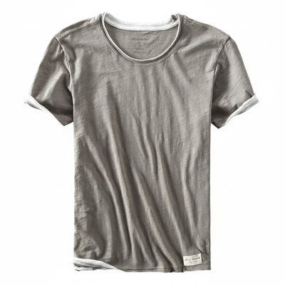 Homme T-Shirt Manches Courtes Col Rond Vintage Fit avec Liseré Contrastant