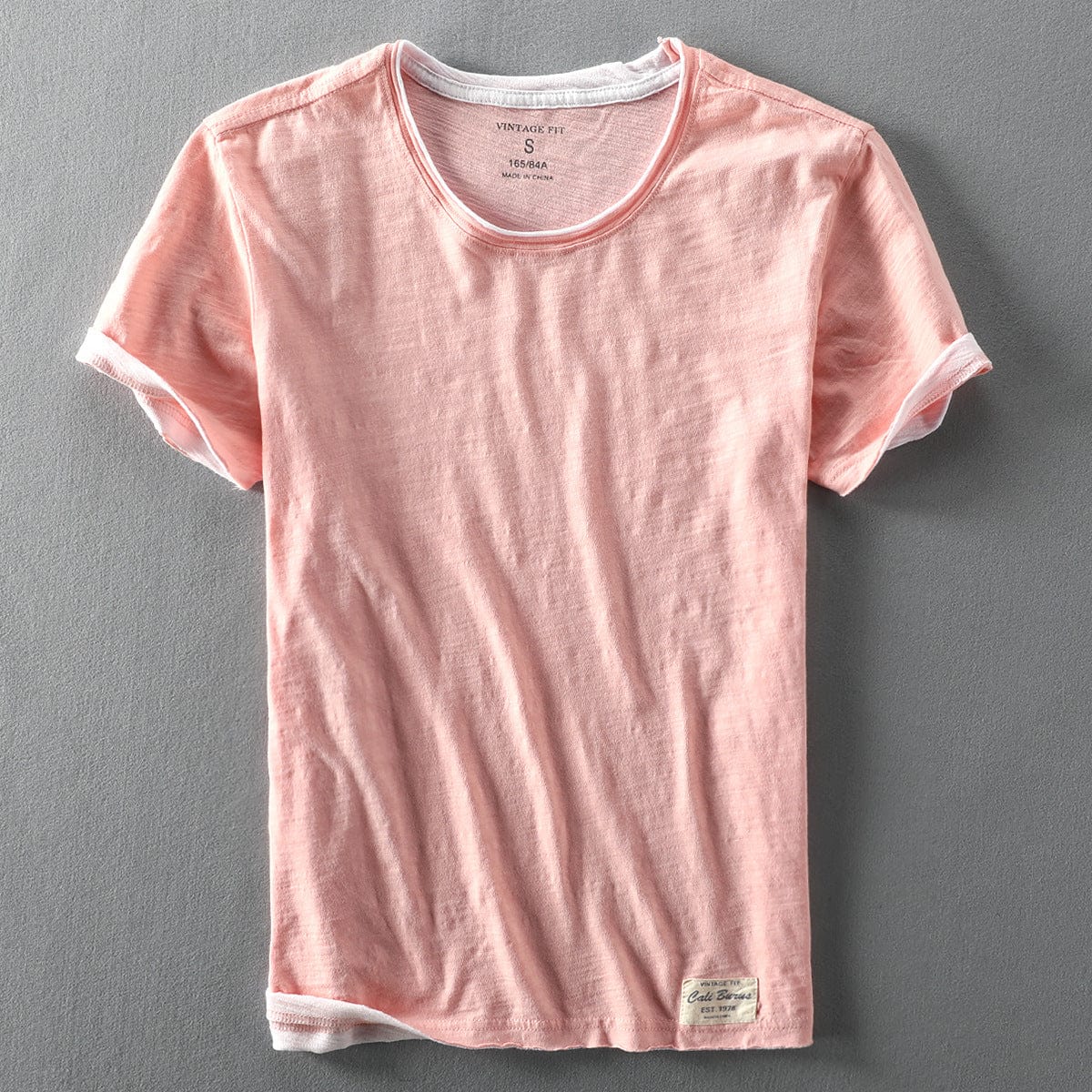 Homme T-Shirt Manches Courtes Col Rond Vintage Fit avec Liseré Contrastant