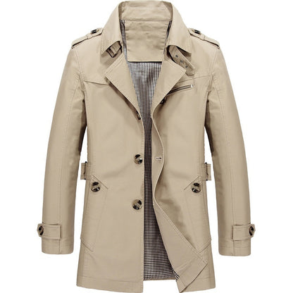 Homme Trench-coat Boutonné avec Épaulettes et Coupe Structurée