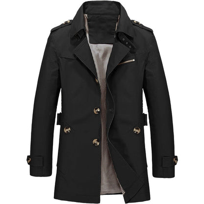 Homme Trench-coat Boutonné avec Épaulettes et Coupe Structurée