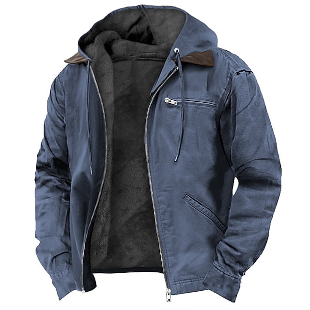 Homme Veste à Capuche avec Fermeture Éclair et Poches