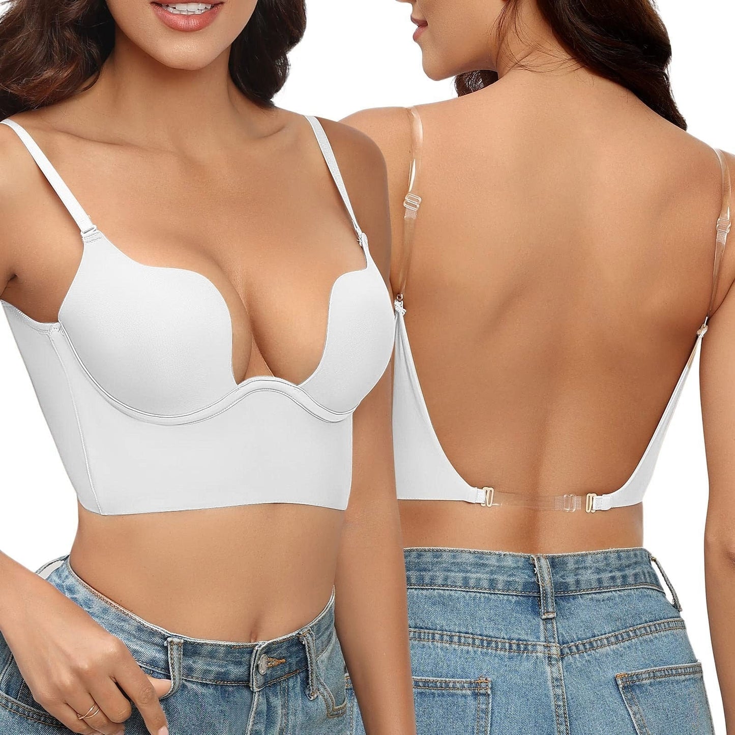 Soutien-gorge Push-up dos nu avec Bretelles Transparentes