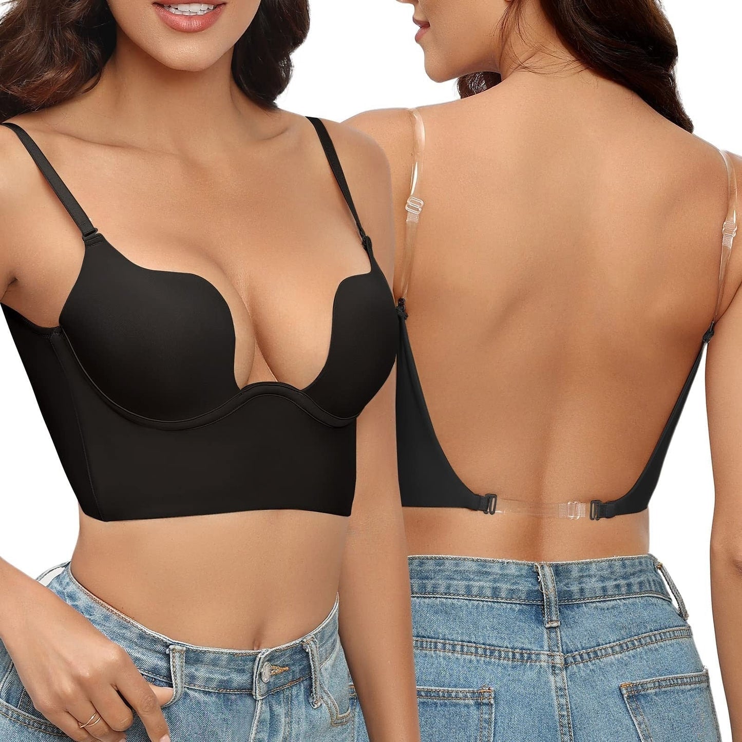 Soutien-gorge Push-up dos nu avec Bretelles Transparentes